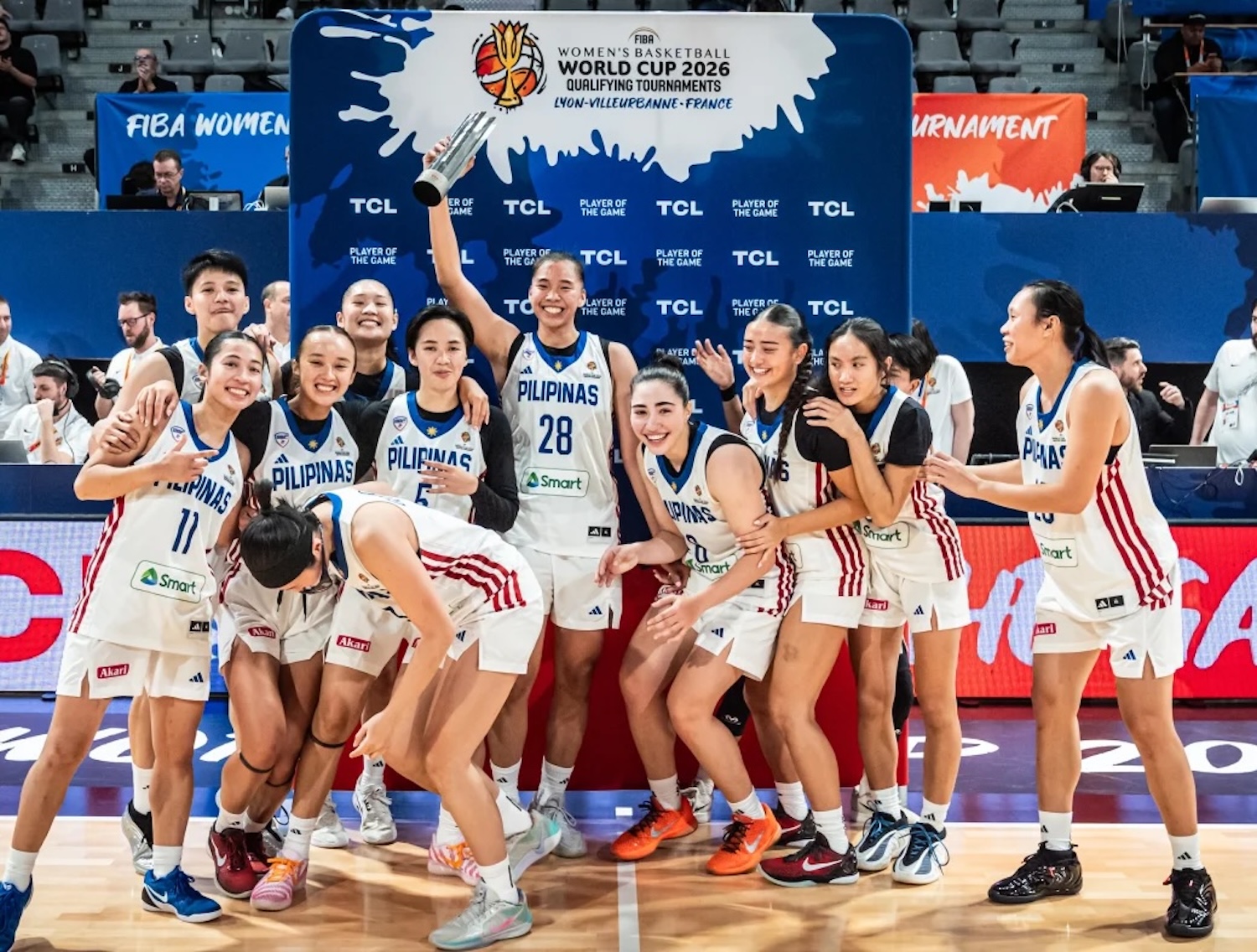 Gilas Pilipinas women celebrate after winning over Colombia in the Fiba Women's World Cup 2026 qualifiers. –