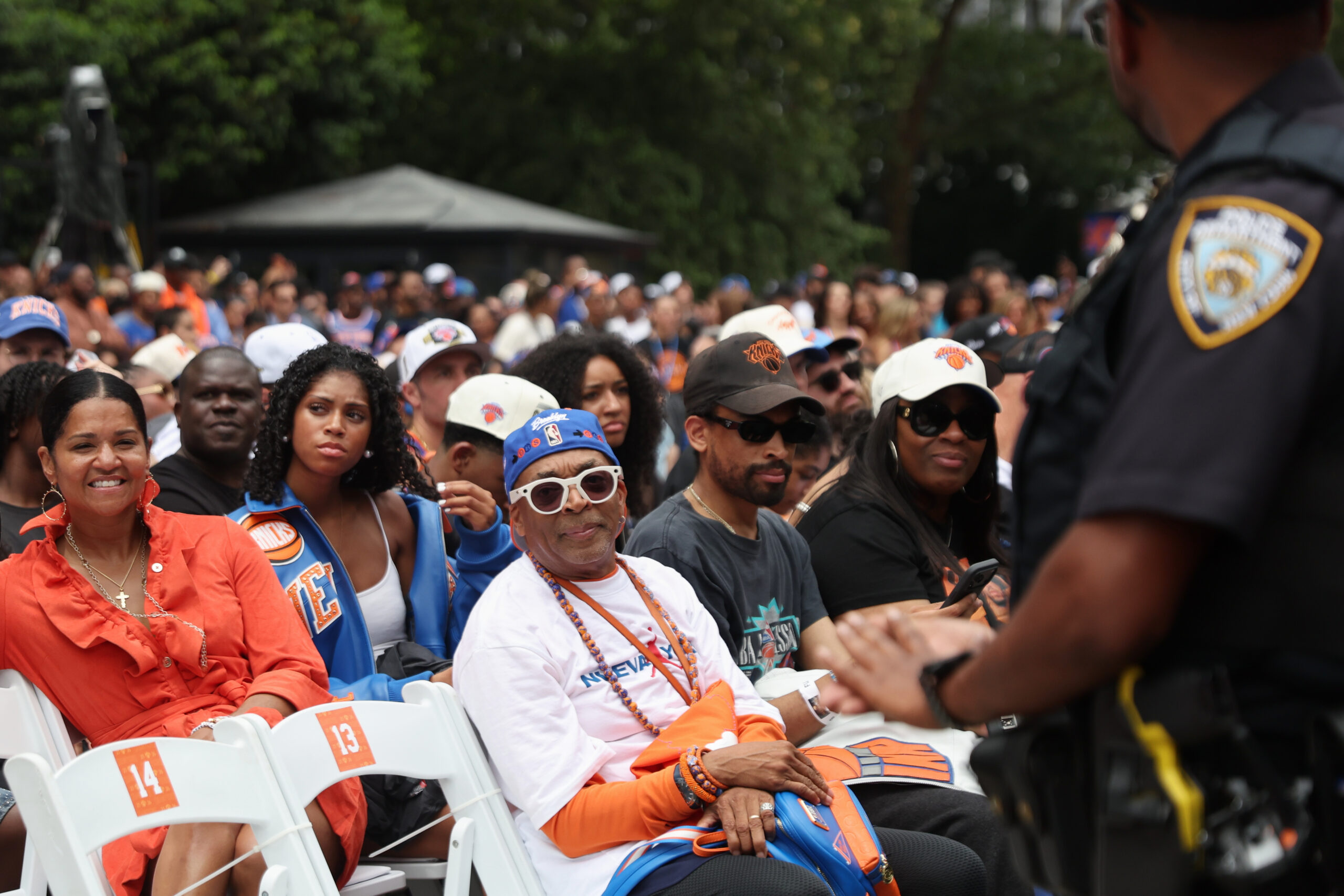 Spike Lee attends the New York Knicks' NBA championship parade Thursday, June 18, 2026, in New York