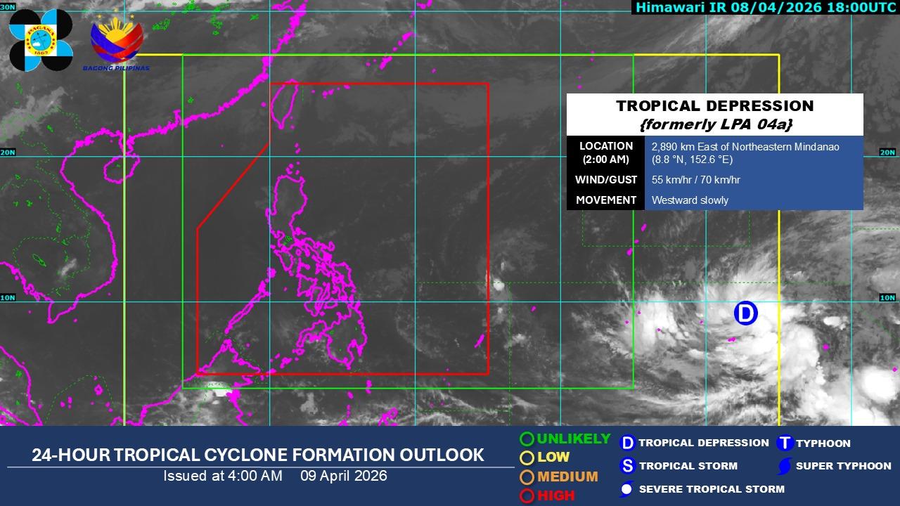 TD outside PAR may enter next week, to be named ‘Caloy’ – Pagasa
