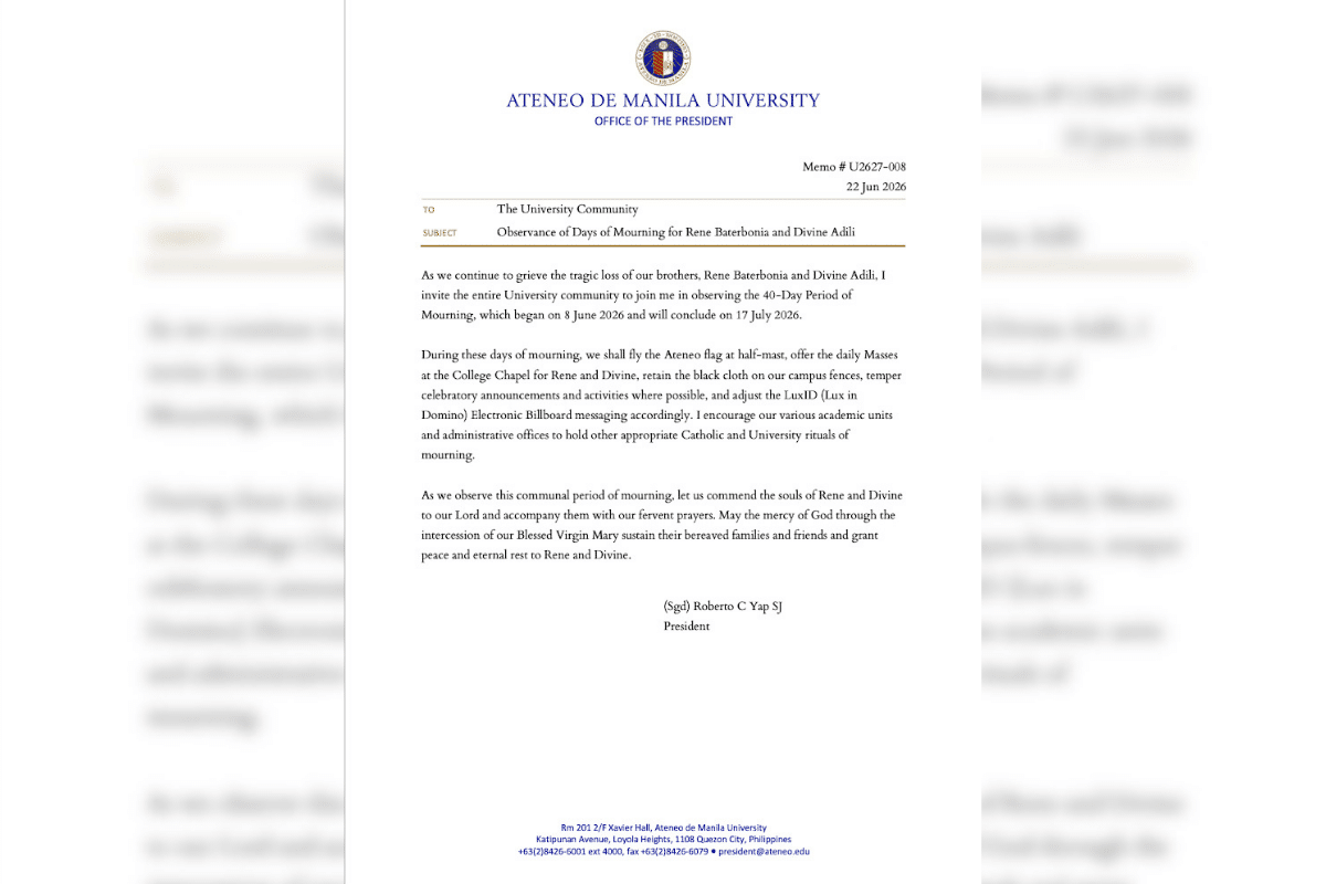 Ateneo observes 40-day mourning period for Baterbonia, Adili