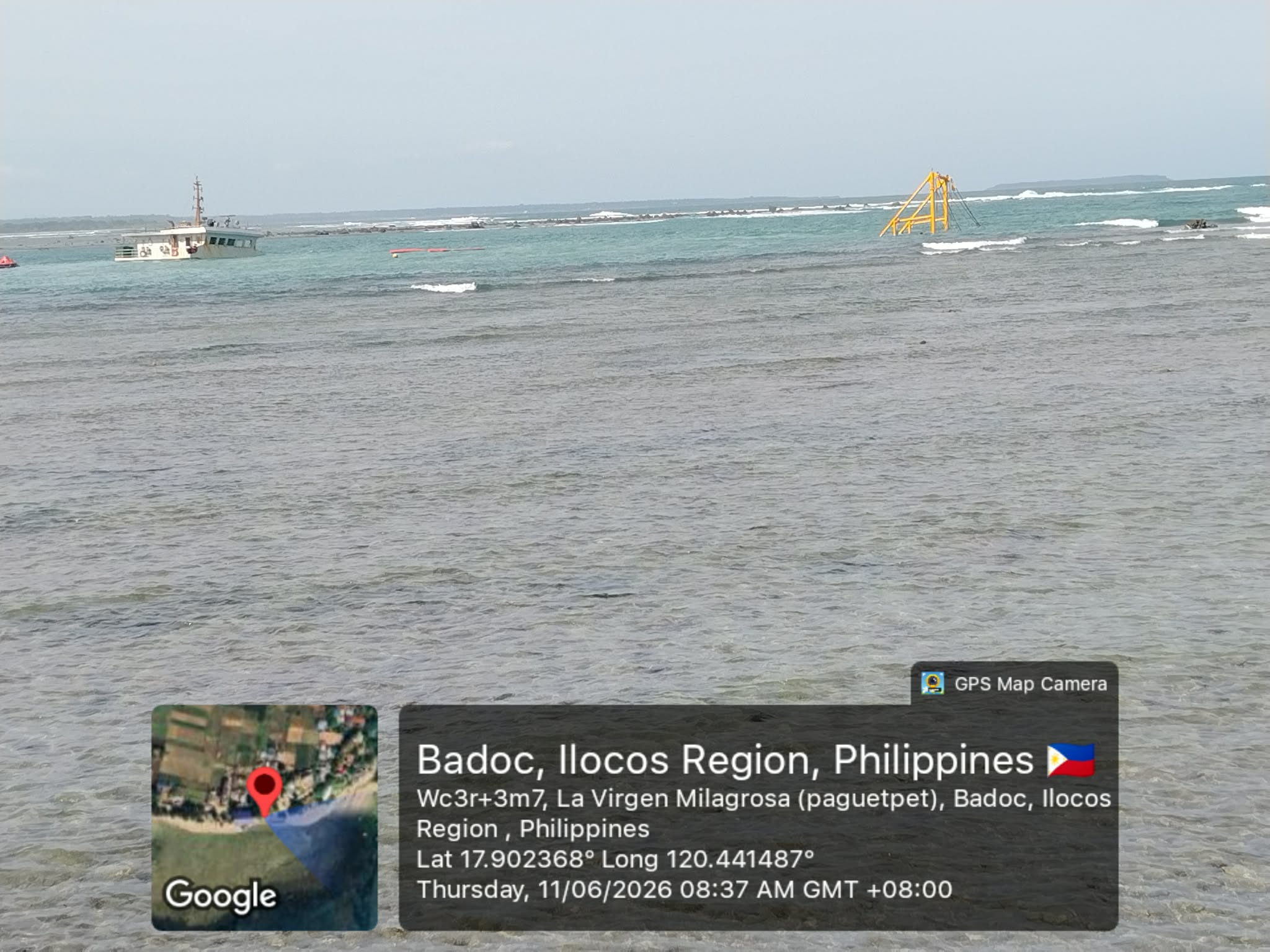 Vessel that ran aground in Ilocos close to sinking – police