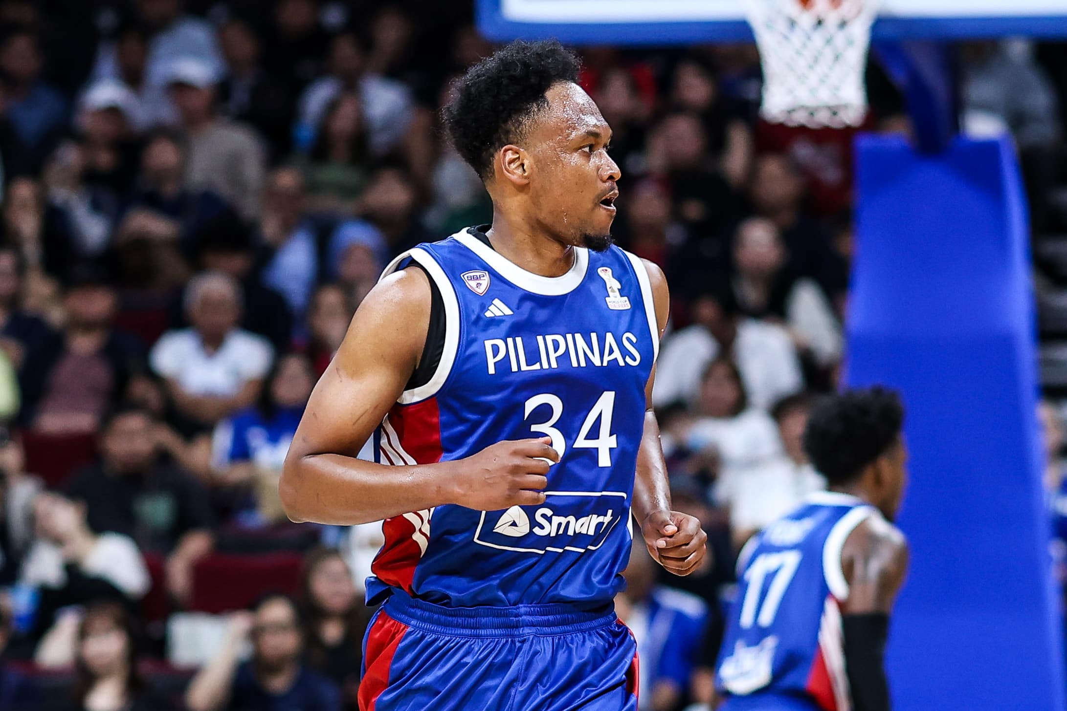 Gilas Pilipinas and B.League standout AJ Edu during a game in the Fiba World Cup 2027 Asian qualifiers.