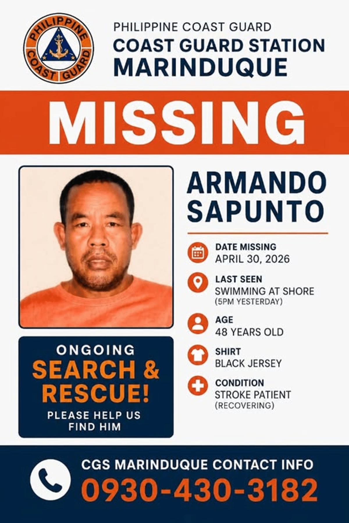 Search on for man who went missing while swimming in Marinduque