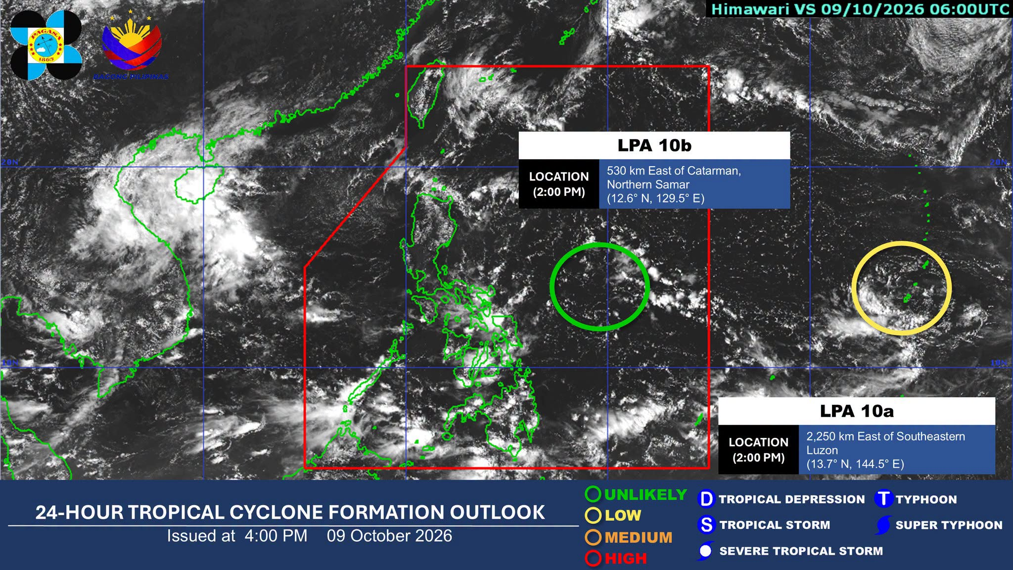 Pagasa: LPA east of Northern Samar to bring rains on Saturday
