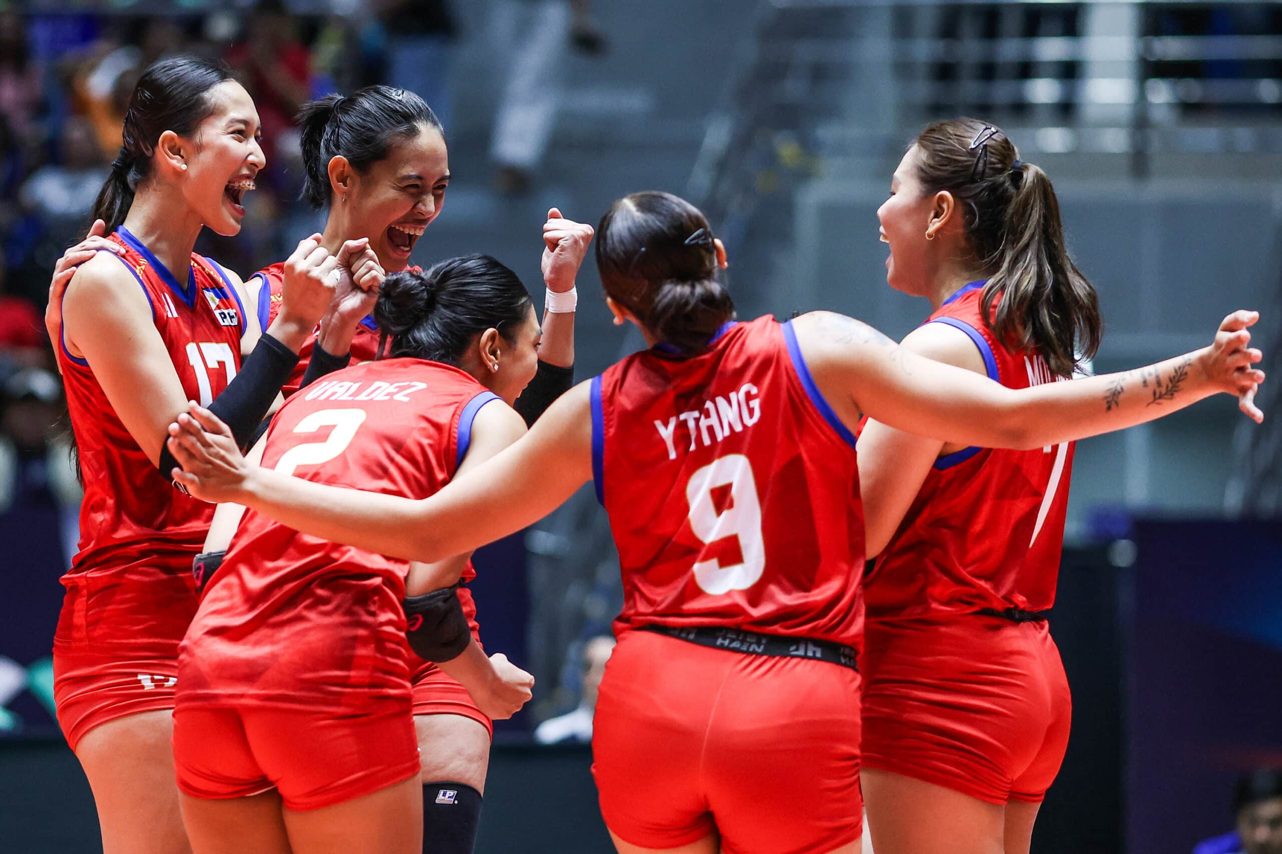 Alyssa Solomon, Thea Gagate and Alas Pilipinas during a game vs Australia in the 2026 AVC Women's Nations Cup in Candon.