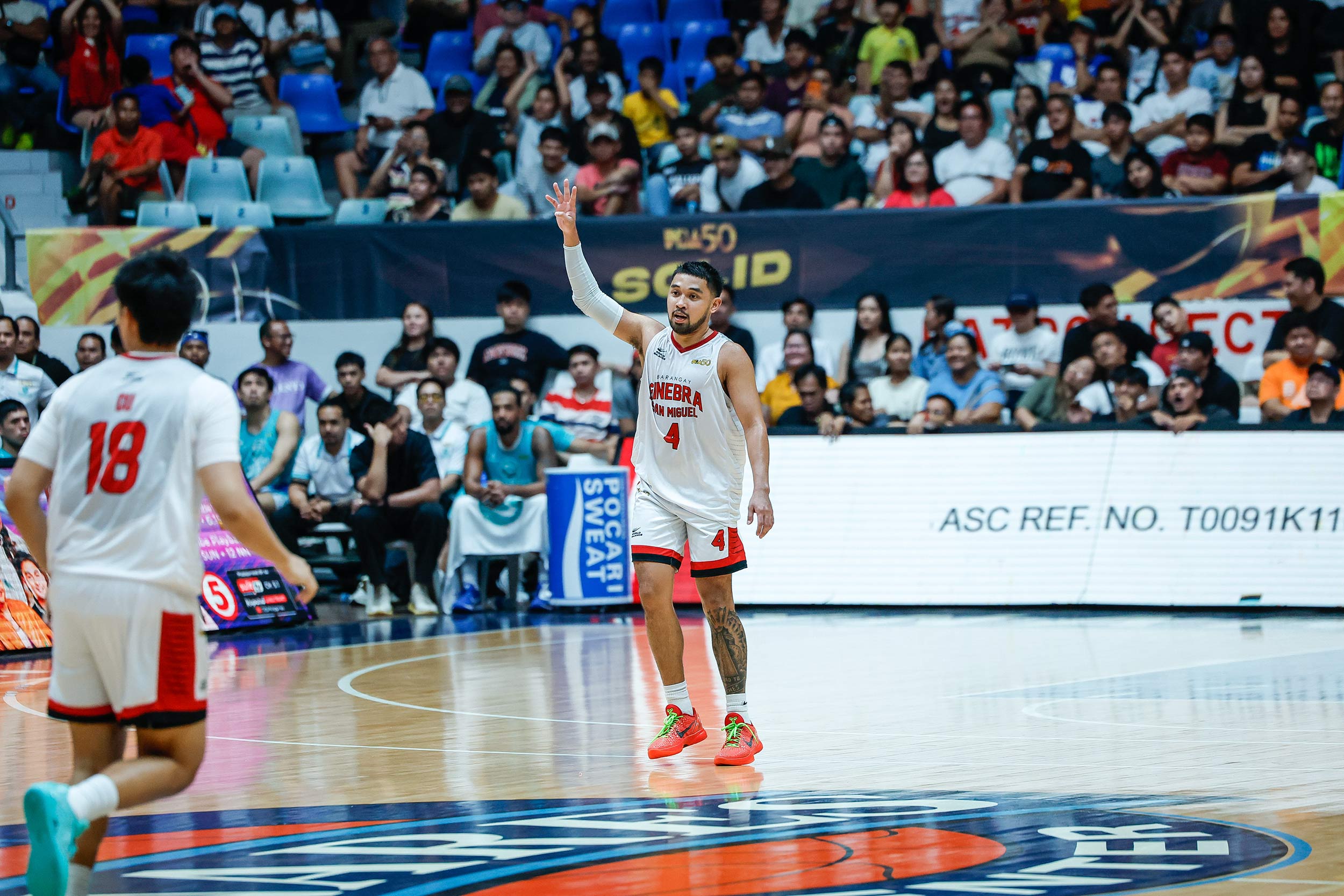 Barangay Ginebra Gin Kings' RJ Abarrientos during a game vs Phoenix Fuel Masters in the 2026 PBA Commissioner's Cup quarterfinals.