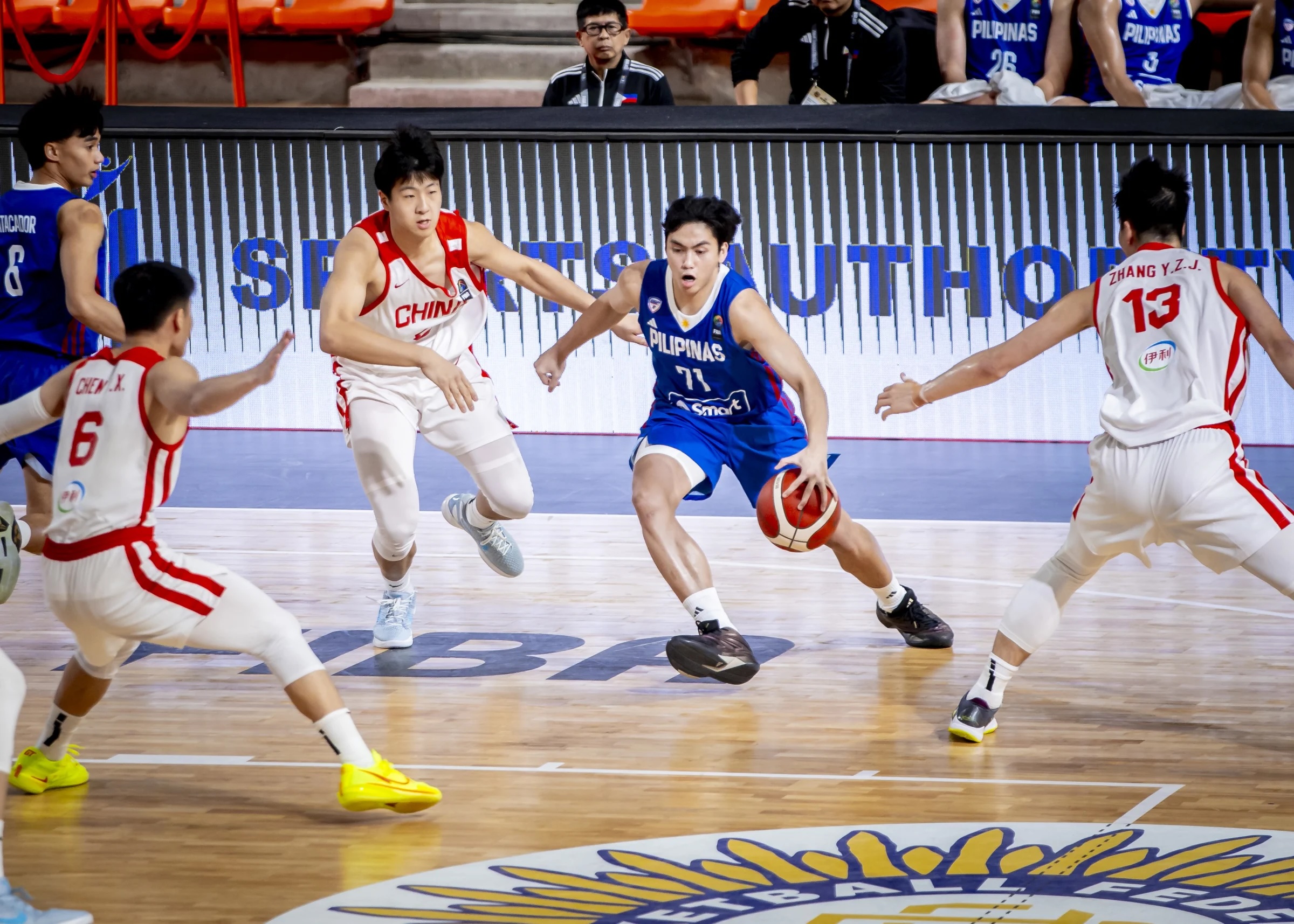 Gilas Pilipinas Youth's Chog Moral during a game vs China in the 2026 Fiba U18 Asia Cup.
