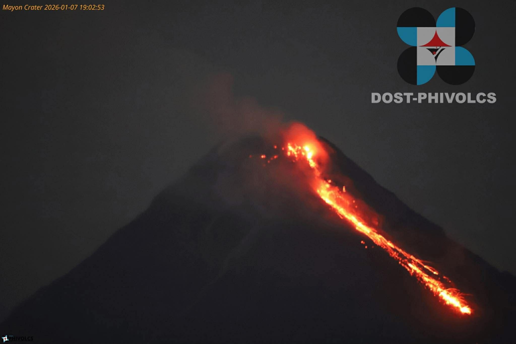 Mayon Volcano emits lava fountain