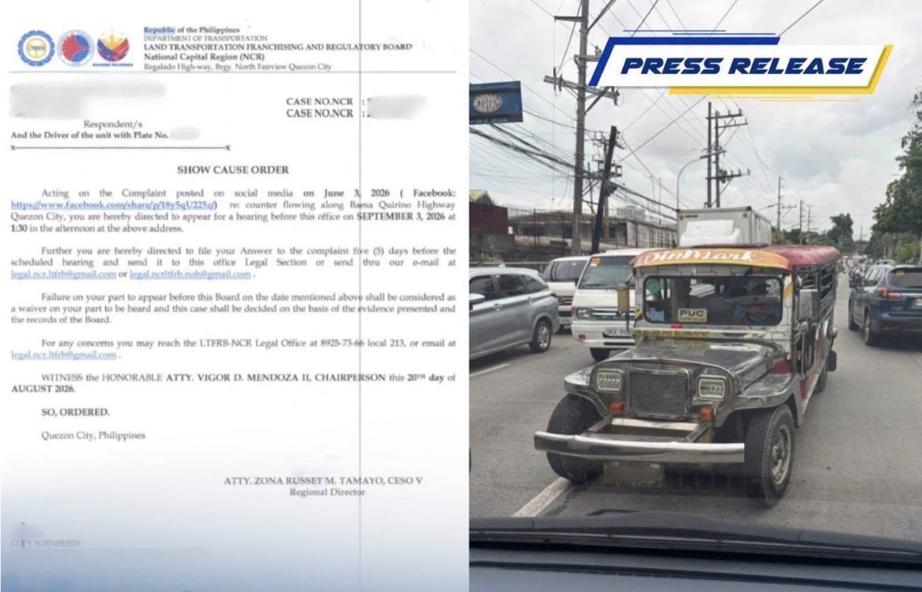LTFRB summons jeepney operator in viral Quezon City counterflow video