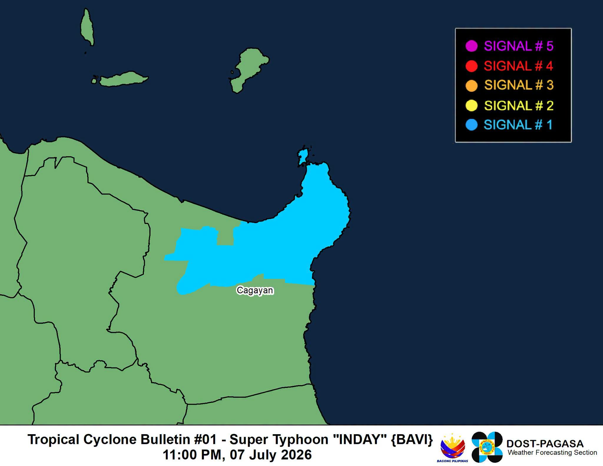 Super Typhoon Inday: Areas in northeastern Cagayan under Signal No. 1