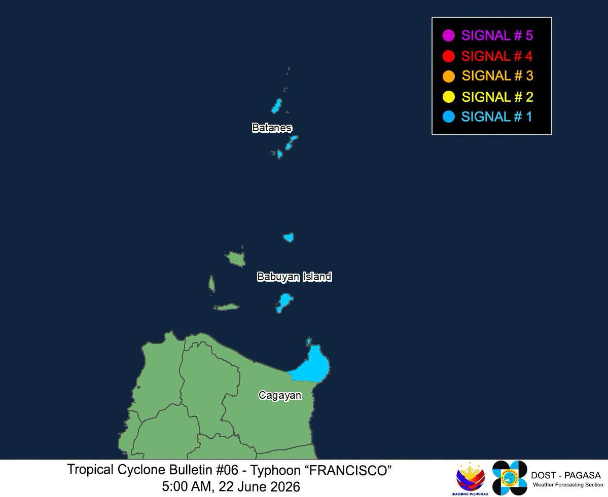 Signal No. 1 in 3 areas as Typhoon Francisco intensifies