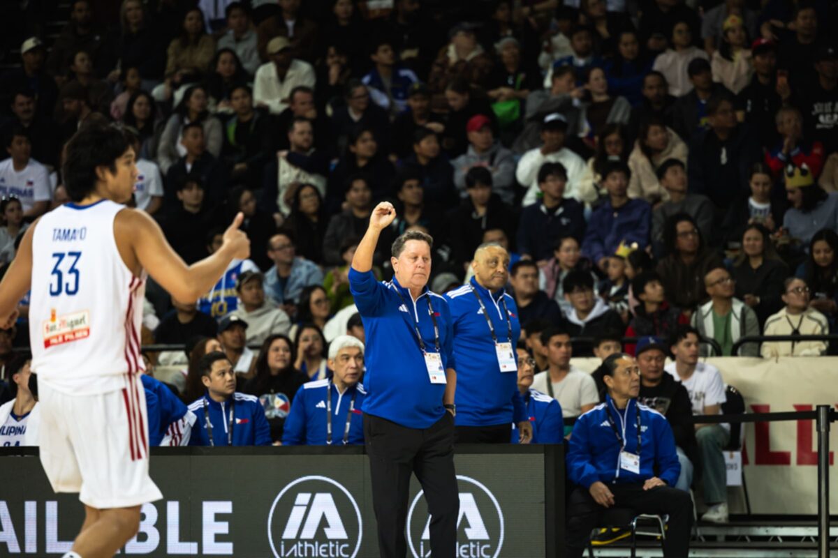 Gilas Pilipinas coach Tim Cone during a game vs New Zealand in the 2027 Fiba World Cup Asian Qualifiers at Spark Arena in Auckland, New Zealand.
