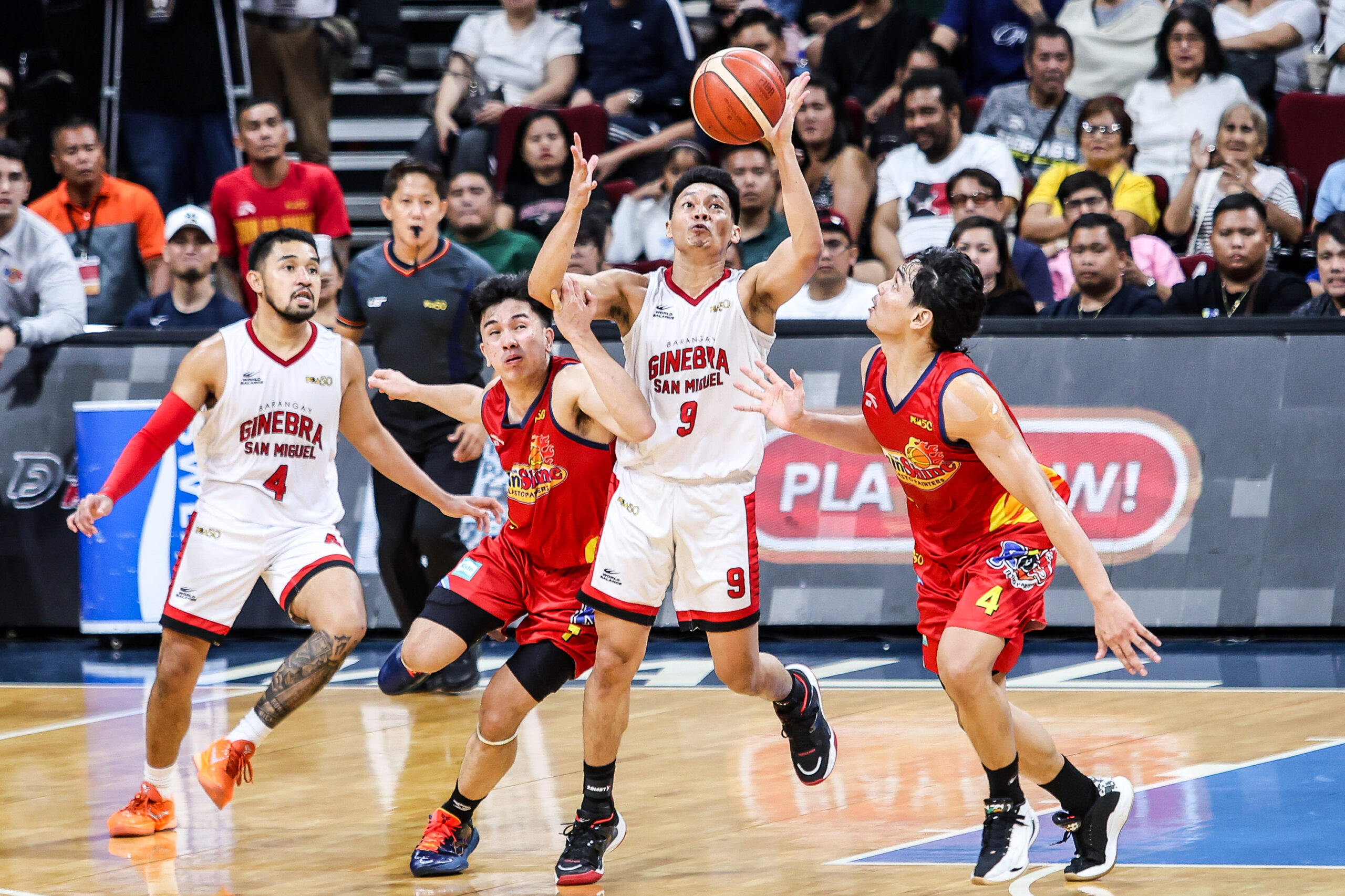 Barangay Ginebra Gin Kings' Scottie Thompson during a game in the 2026 PBA Commissioner's Cup semifinals vs Rain or Shine Elasto Painters