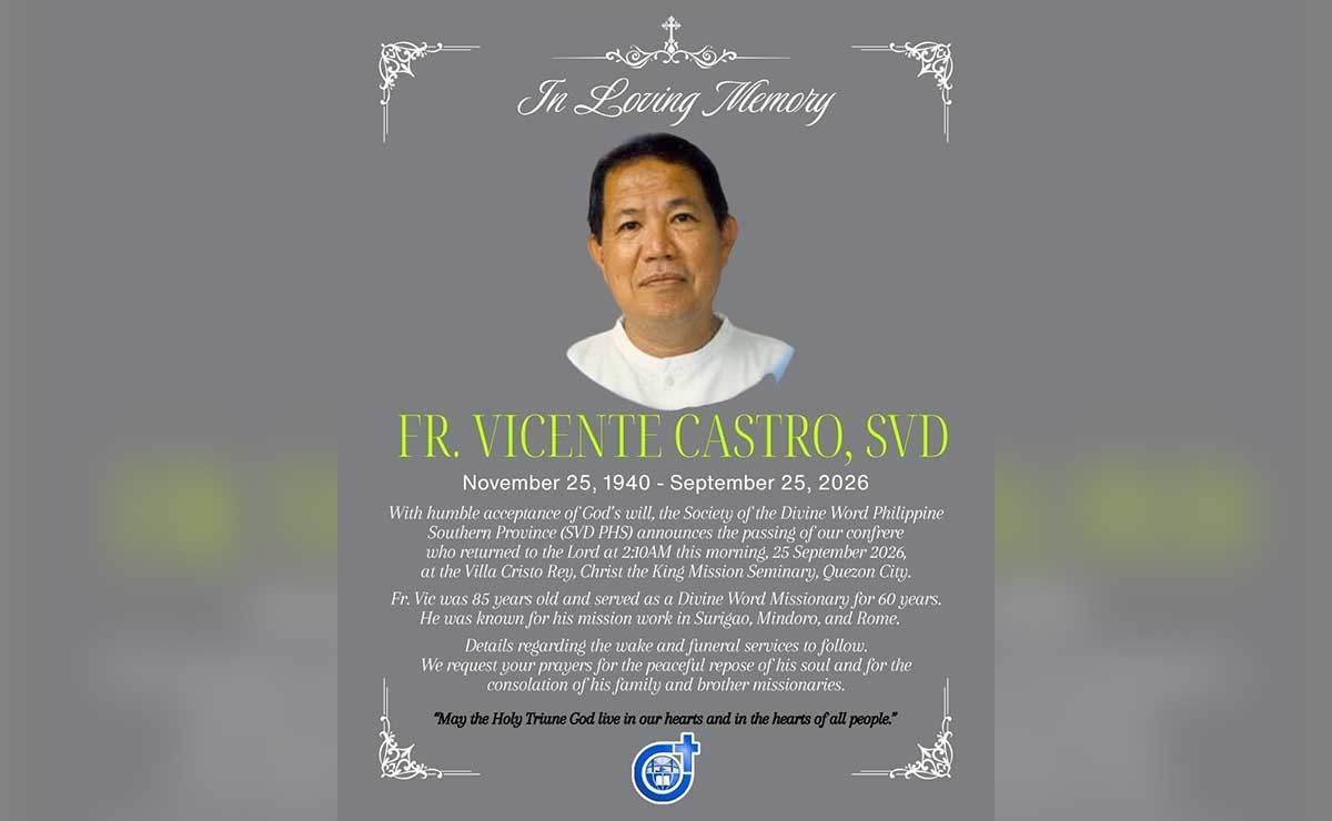 Mindoro SVD missionary Fr. Vicente Castro dies at 85