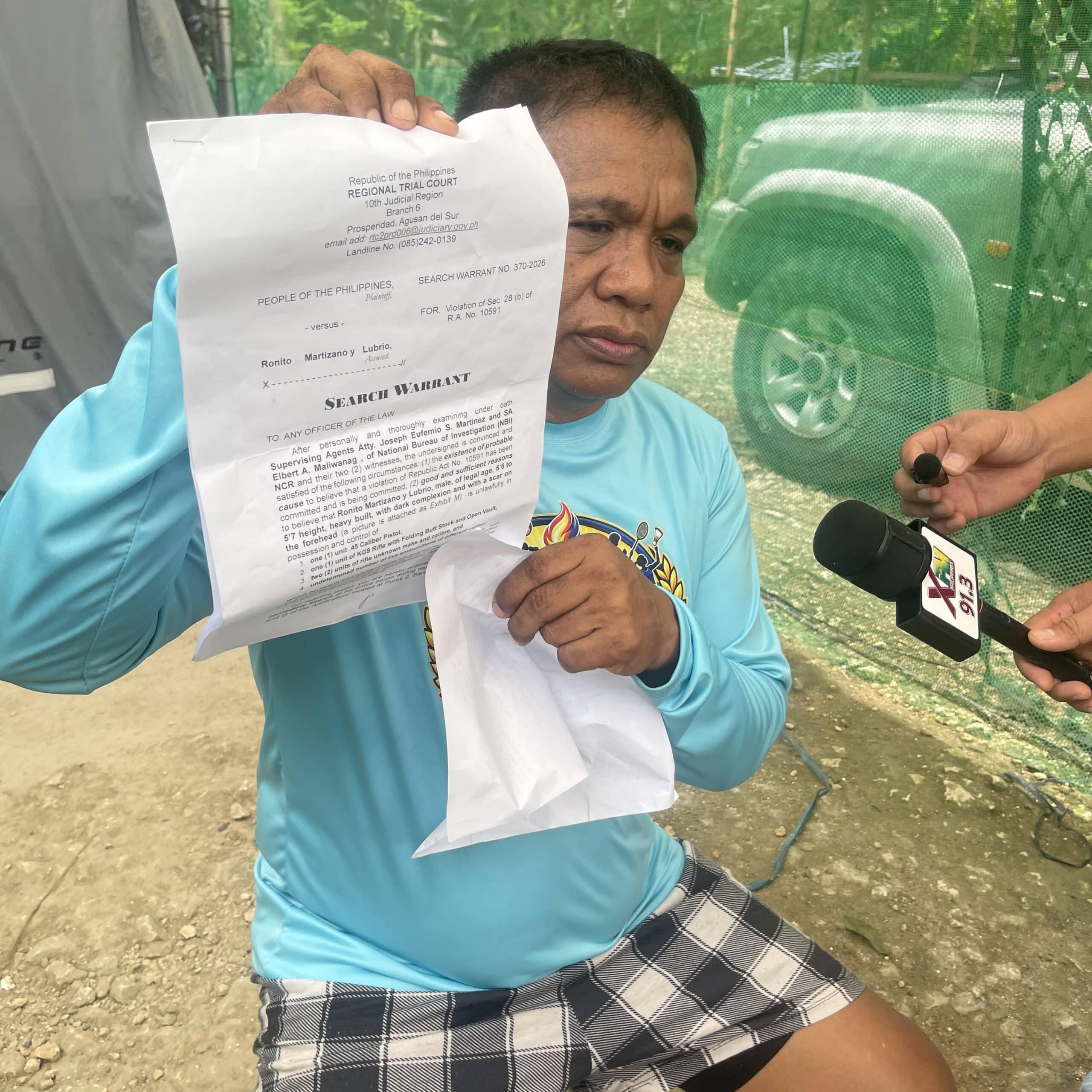 NBI search of Surigao mayor’s house in Agusan yields no guns