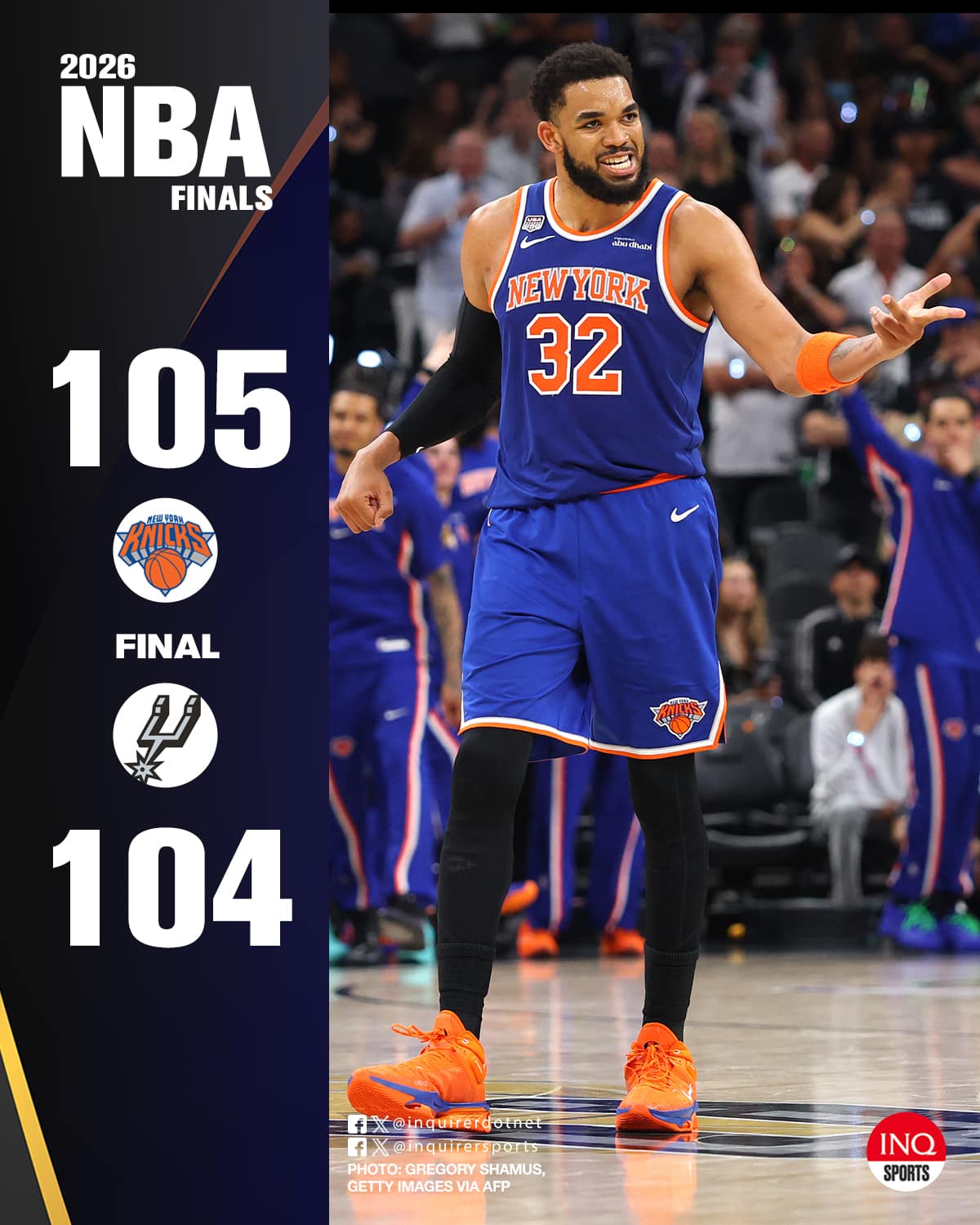 Karl-Anthony Towns NBA Finals Game 2 Spurs vs Knicks