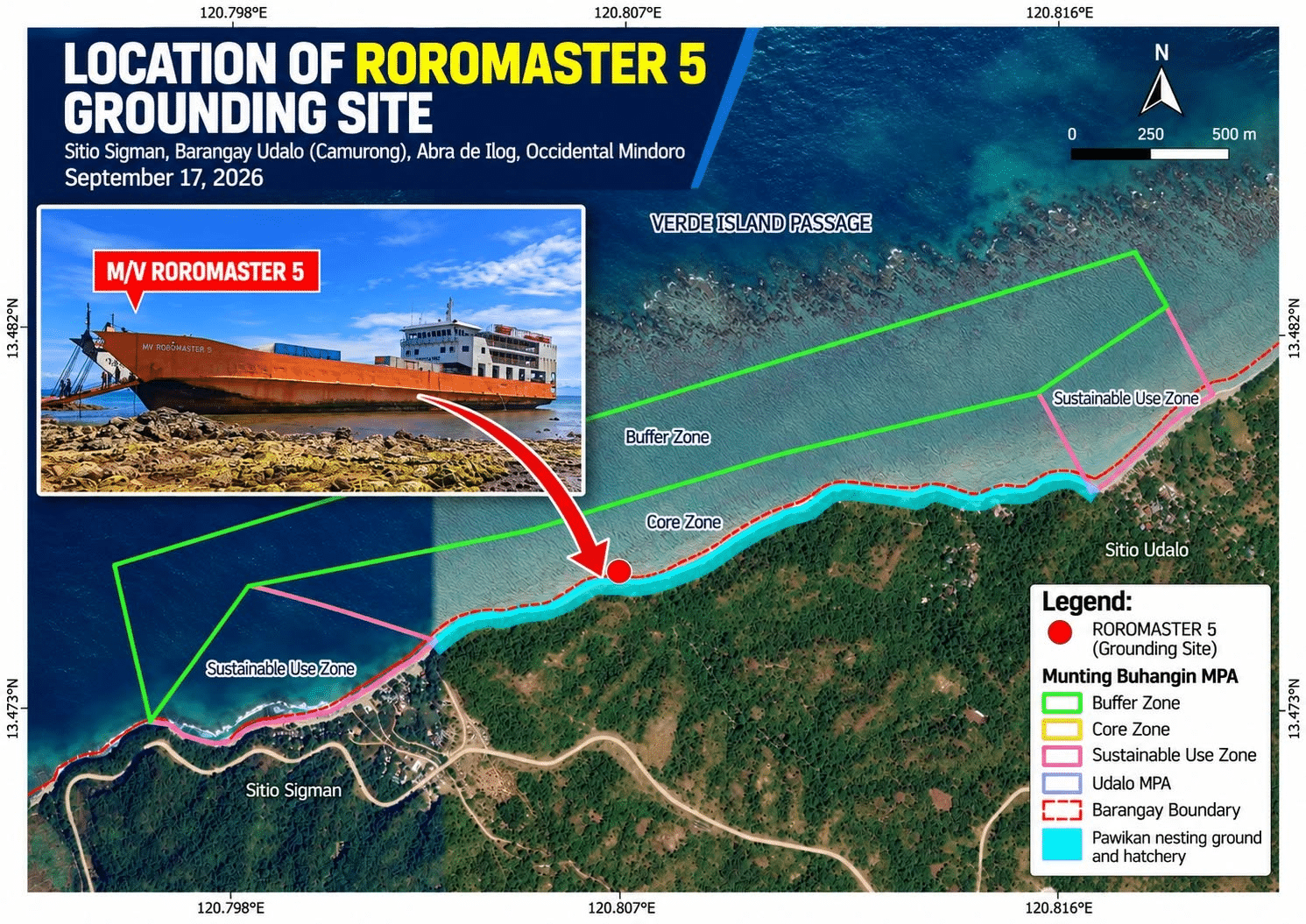 Mindoro protected area at risk of damage after vessel grounding